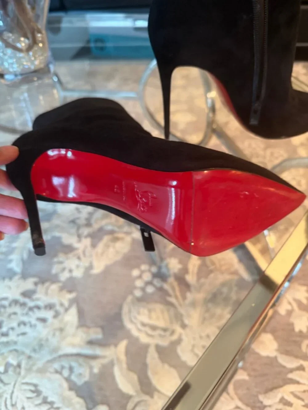 Christian Louboutin 100mm So Kate Suede Booties, $1,295 at Neiman